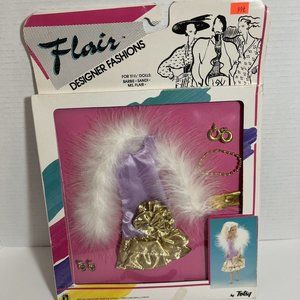 NOS Flair 11.5" Doll Outfit & Accessories #820 by Totsy Purple Gold Dress